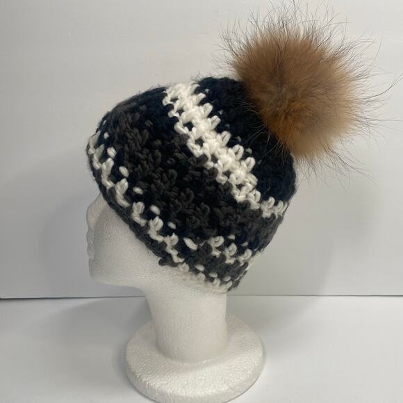 Bula Hat Crochet Knit Beanie Faux Fur Pom Pom Winter Ski Outdoor - Picture 3 of 14